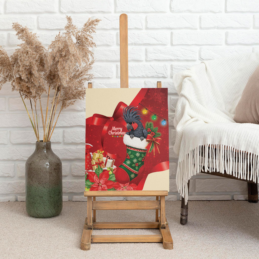 Palm Cockatoo Christmas Australia Canvas Wall Art Aussie Xmas Sock Coquette Bow