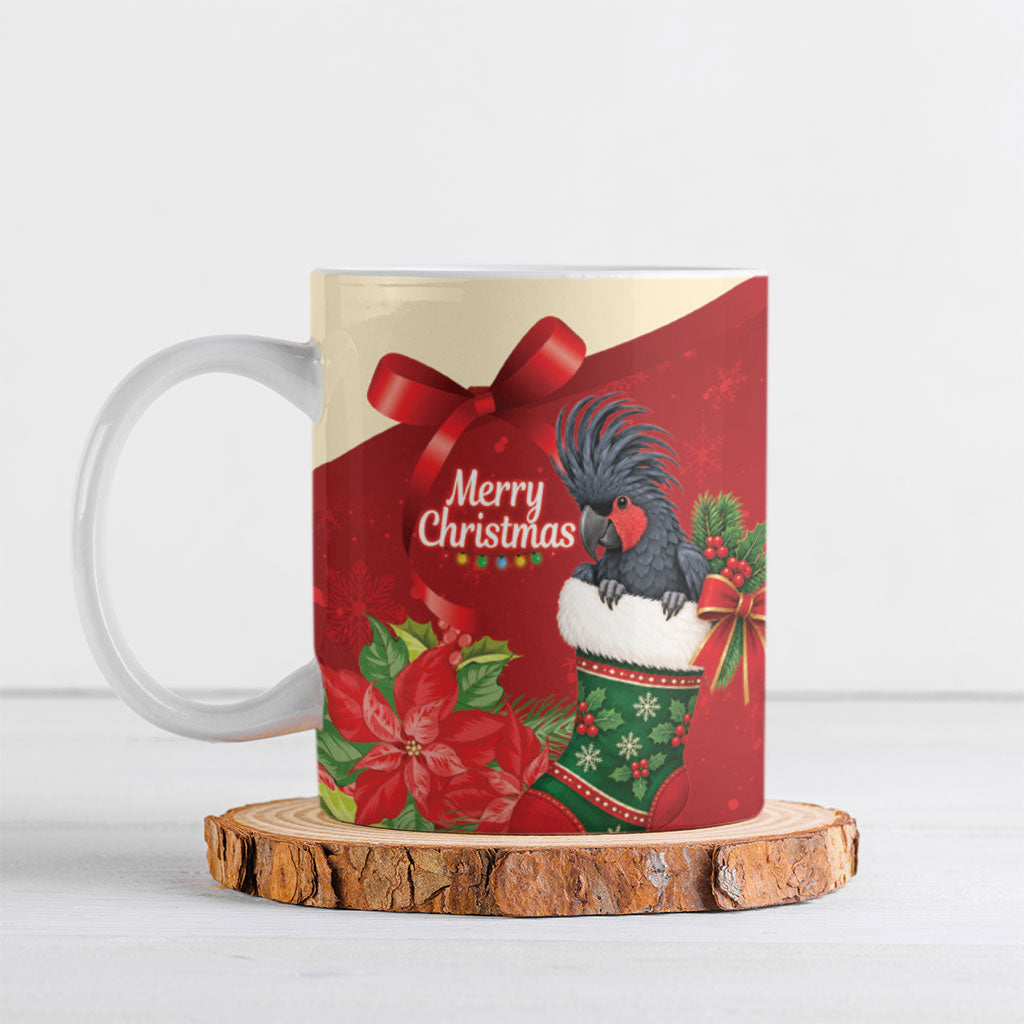 Palm Cockatoo Christmas Australia Ceramic Mug Aussie Xmas Sock Coquette Bow