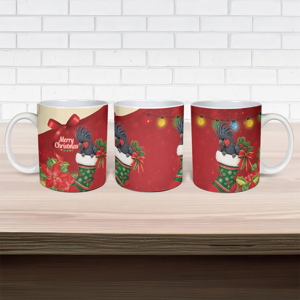 Palm Cockatoo Christmas Australia Ceramic Mug Aussie Xmas Sock Coquette Bow