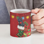 Palm Cockatoo Christmas Australia Ceramic Mug Aussie Xmas Sock Coquette Bow