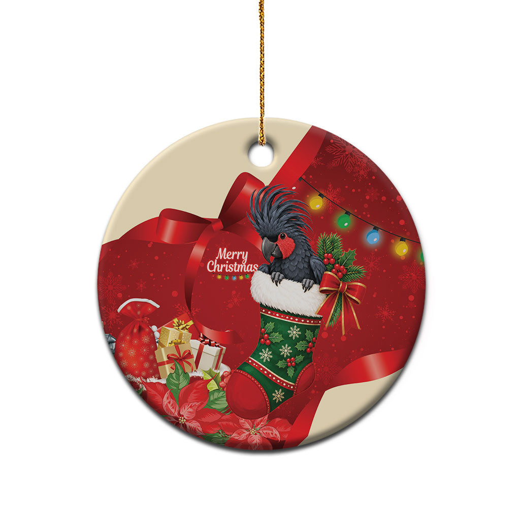 Palm Cockatoo Christmas Australia Ceramic Ornament Aussie Xmas Sock Coquette Bow