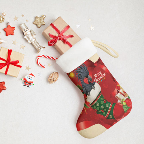 Palm Cockatoo Christmas Australia Christmas Stocking Aussie Xmas Sock Coquette Bow