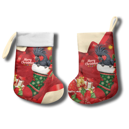 Palm Cockatoo Christmas Australia Christmas Stocking Aussie Xmas Sock Coquette Bow