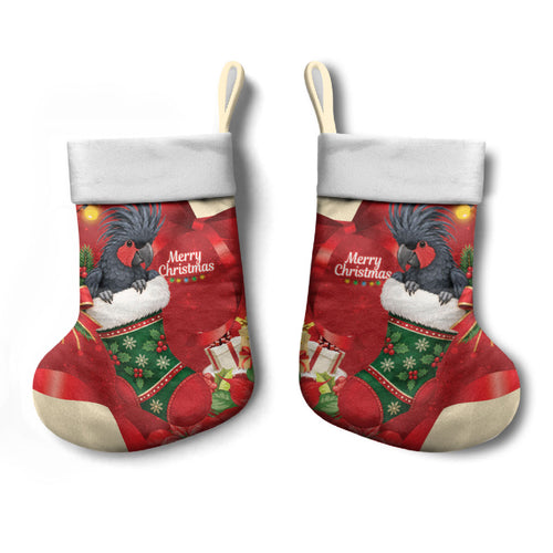 Palm Cockatoo Christmas Australia Christmas Stocking Aussie Xmas Sock Coquette Bow