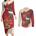 Palm Cockatoo Christmas Australia Couples Matching Long Sleeve Bodycon Dress and Long Sleeve Button Shirt Aussie Xmas Sock Coquette Bow