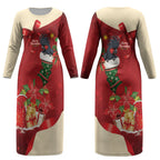Palm Cockatoo Christmas Australia Couples Matching Long Sleeve Bodycon Dress and Long Sleeve Button Shirt Aussie Xmas Sock Coquette Bow