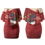 Palm Cockatoo Christmas Australia Couples Matching Off Shoulder Short Dress and Long Sleeve Button Shirt Aussie Xmas Sock Coquette Bow