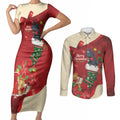 Palm Cockatoo Christmas Australia Couples Matching Short Sleeve Bodycon Dress and Long Sleeve Button Shirt Aussie Xmas Sock Coquette Bow