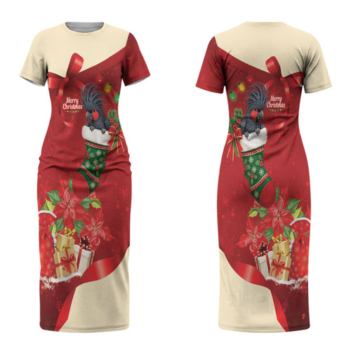 Palm Cockatoo Christmas Australia Couples Matching Short Sleeve Bodycon Dress and Long Sleeve Button Shirt Aussie Xmas Sock Coquette Bow