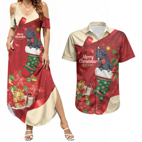 Palm Cockatoo Christmas Australia Couples Matching Summer Maxi Dress and Hawaiian Shirt Aussie Xmas Sock Coquette Bow