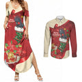 Palm Cockatoo Christmas Australia Couples Matching Summer Maxi Dress and Long Sleeve Button Shirt Aussie Xmas Sock Coquette Bow