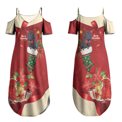 Palm Cockatoo Christmas Australia Couples Matching Summer Maxi Dress and Long Sleeve Button Shirt Aussie Xmas Sock Coquette Bow