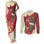 Palm Cockatoo Christmas Australia Couples Matching Tank Maxi Dress and Long Sleeve Button Shirt Aussie Xmas Sock Coquette Bow