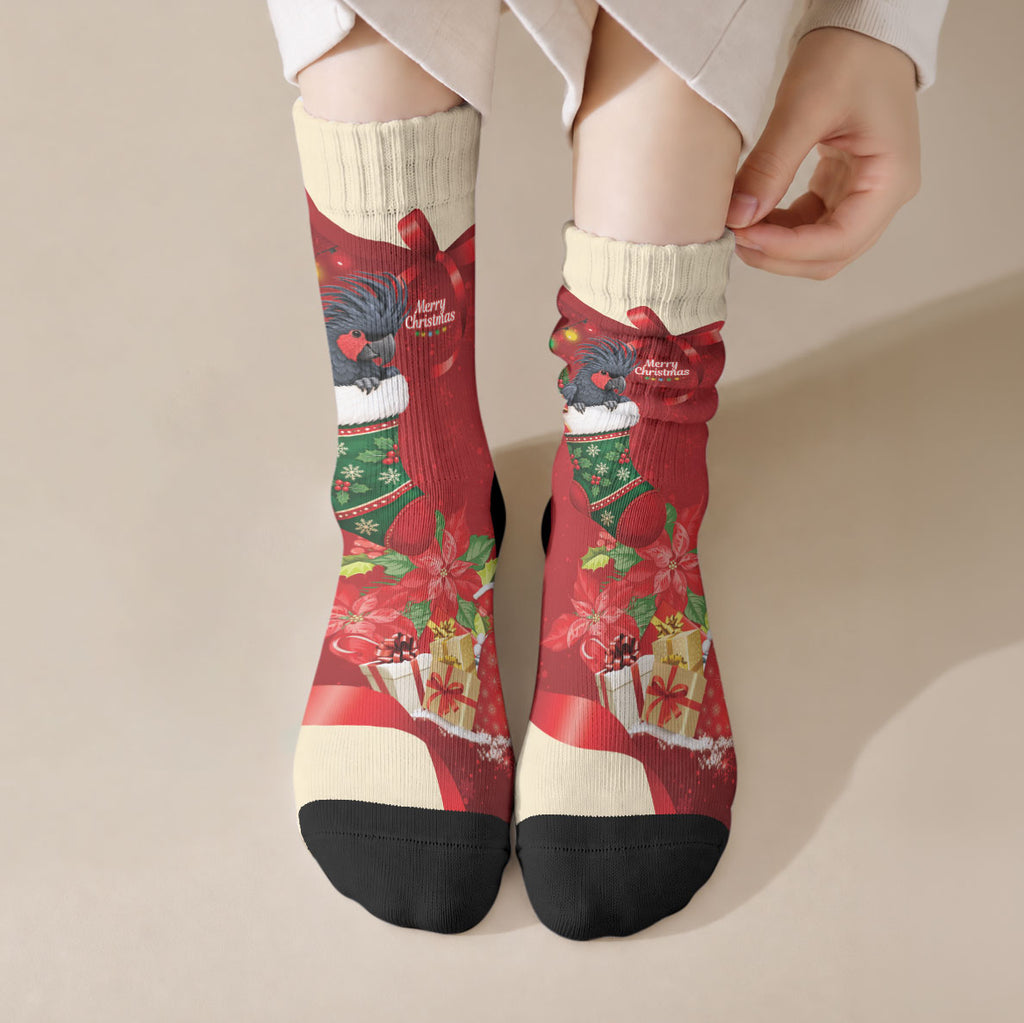 Palm Cockatoo Christmas Australia Crew Socks Aussie Xmas Sock Coquette Bow
