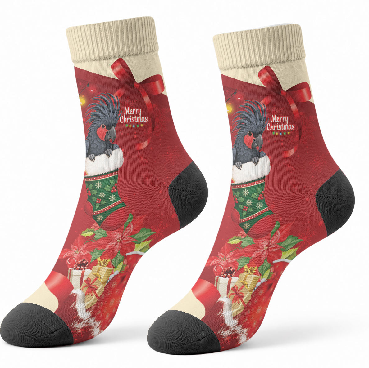 Palm Cockatoo Christmas Australia Crew Socks Aussie Xmas Sock Coquette Bow