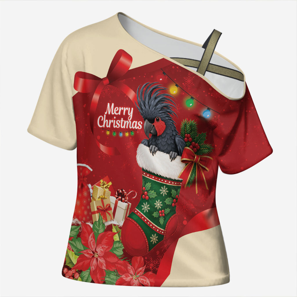 Palm Cockatoo Christmas Australia Cross Shoulder Shirt Aussie Xmas Sock Coquette Bow