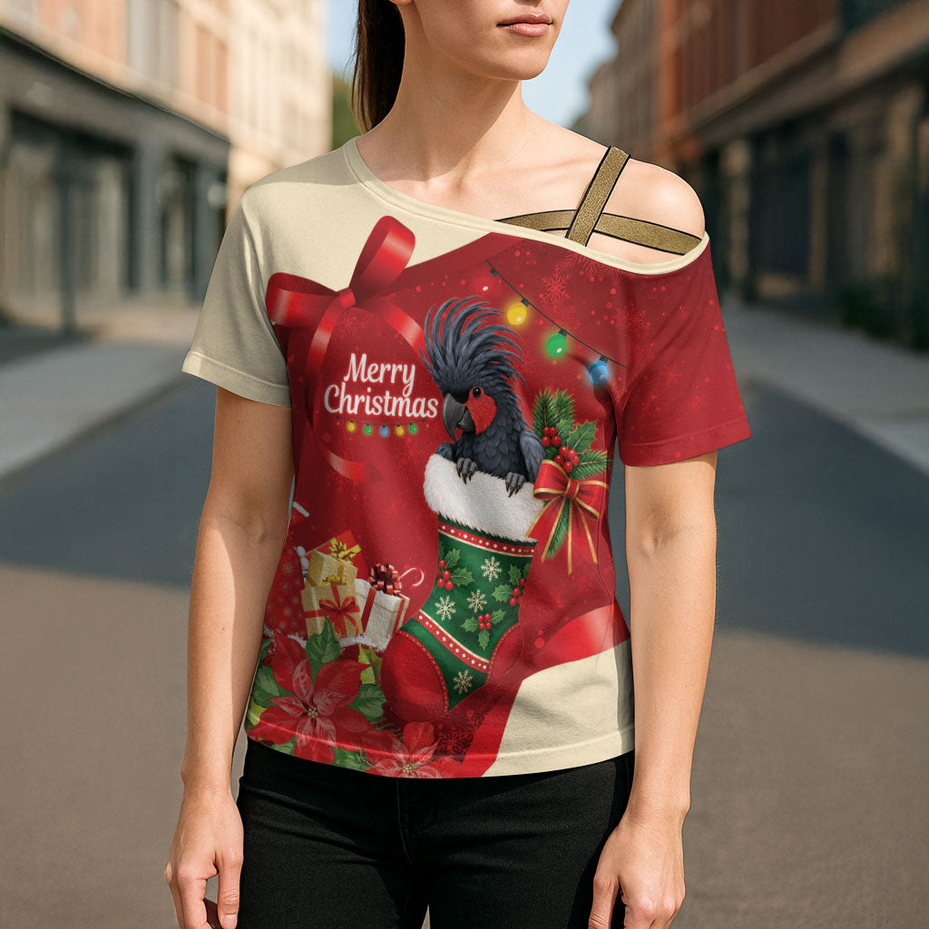 Palm Cockatoo Christmas Australia Cross Shoulder Shirt Aussie Xmas Sock Coquette Bow