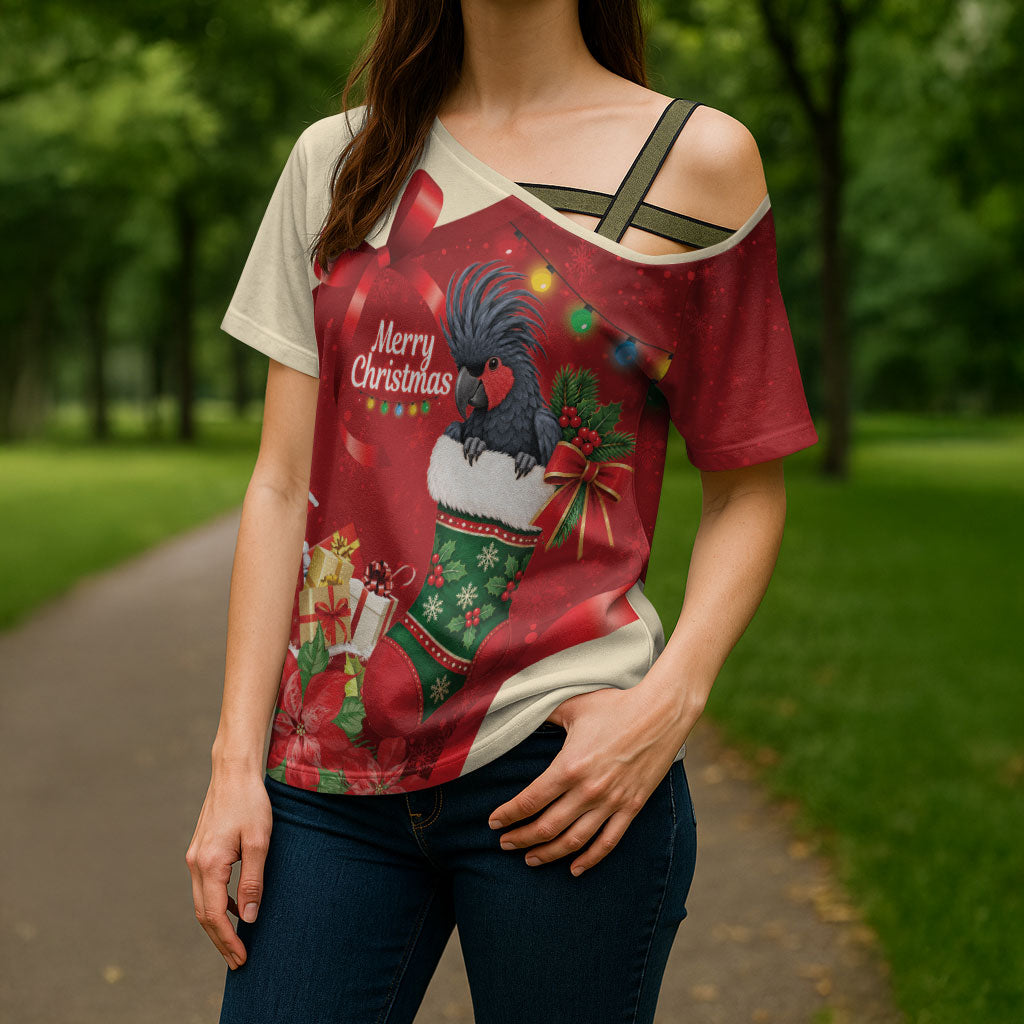Palm Cockatoo Christmas Australia Cross Shoulder Shirt Aussie Xmas Sock Coquette Bow