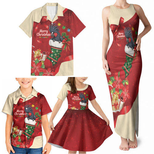 Palm Cockatoo Christmas Australia Family Matching Tank Maxi Dress and Hawaiian Shirt Aussie Xmas Sock Coquette Bow