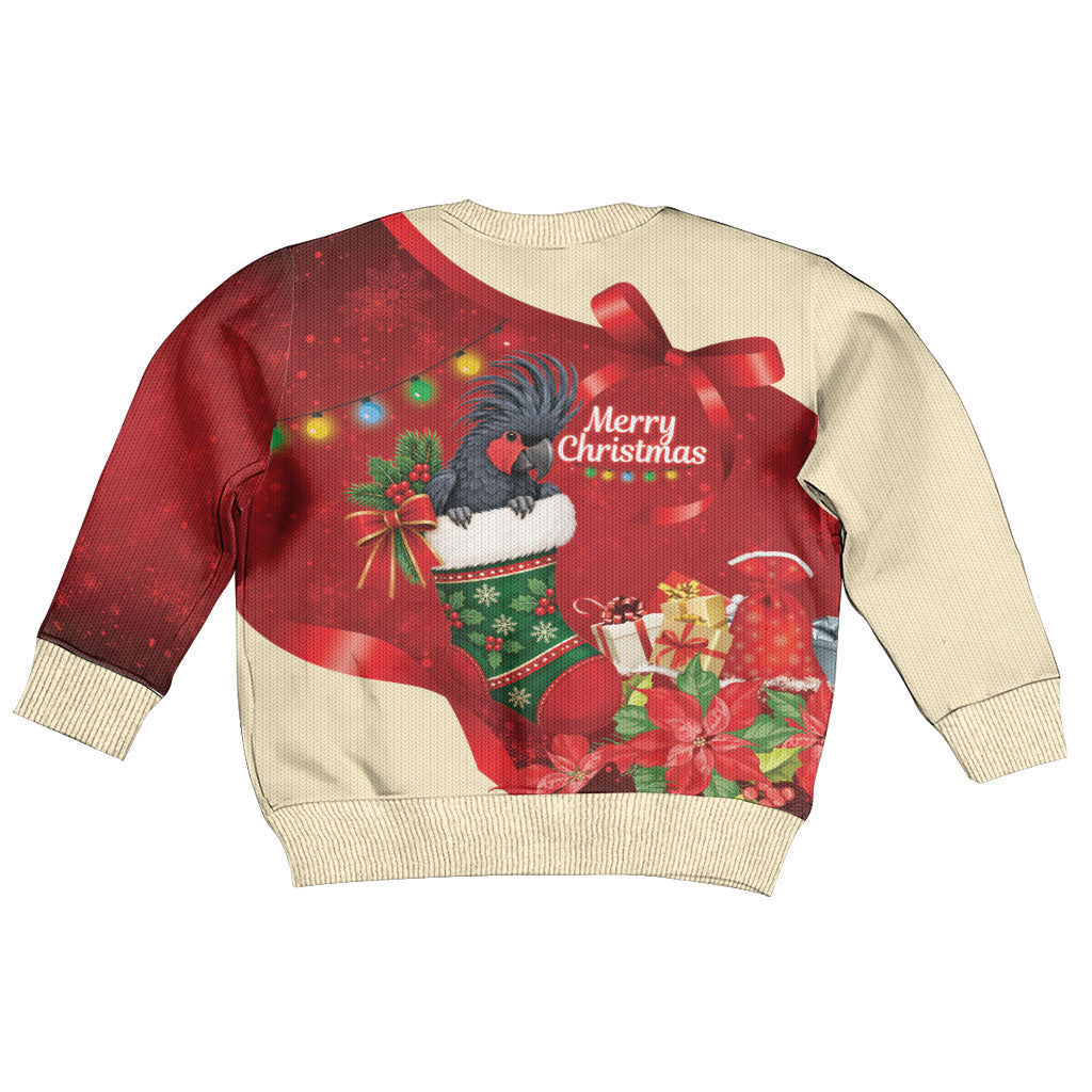 Palm Cockatoo Christmas Australia Kid Ugly Christmas Sweater Aussie Xmas Sock Coquette Bow