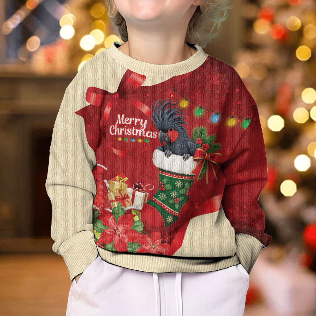 Palm Cockatoo Christmas Australia Kid Ugly Christmas Sweater Aussie Xmas Sock Coquette Bow