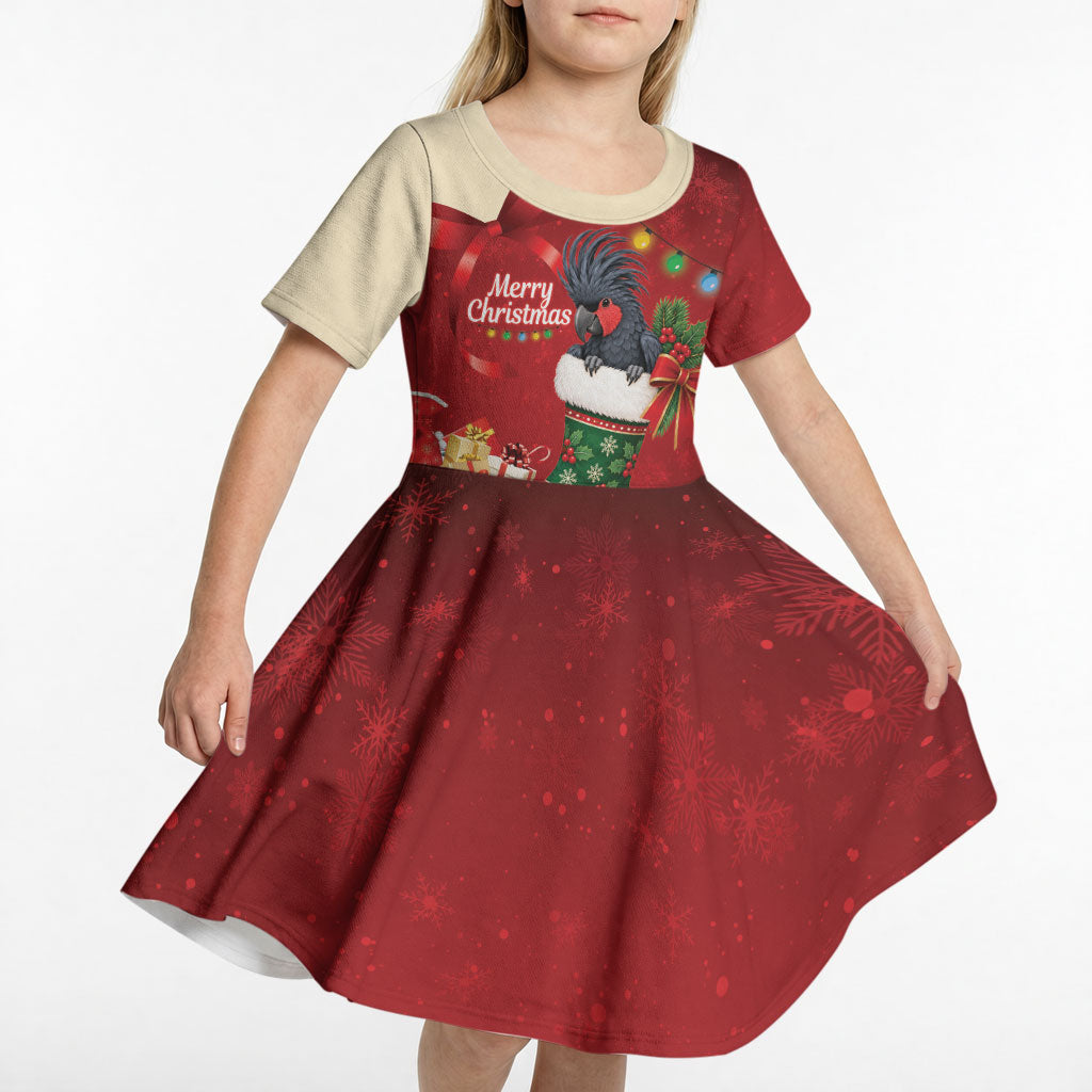 Palm Cockatoo Christmas Australia Kid Short Sleeve Dress Aussie Xmas Sock Coquette Bow