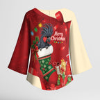 Palm Cockatoo Christmas Australia Kimono Sleeve Blouse Aussie Xmas Sock Coquette Bow