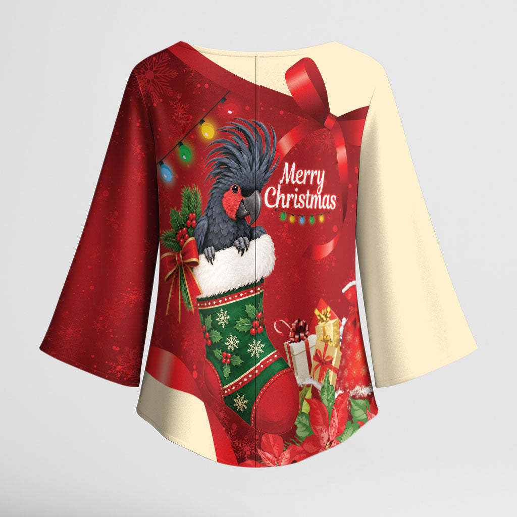 Palm Cockatoo Christmas Australia Kimono Sleeve Blouse Aussie Xmas Sock Coquette Bow