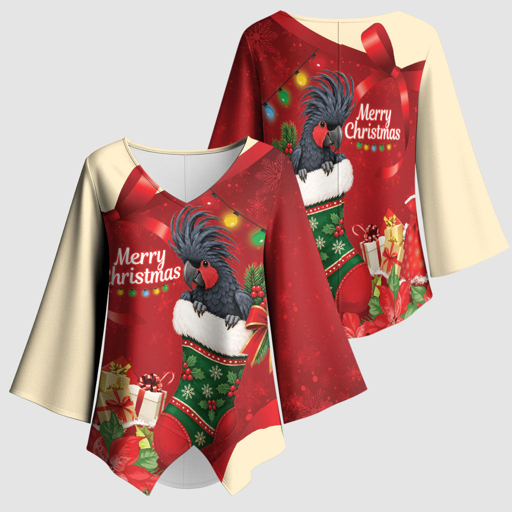 Palm Cockatoo Christmas Australia Kimono Sleeve Blouse Aussie Xmas Sock Coquette Bow