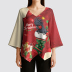 Palm Cockatoo Christmas Australia Kimono Sleeve Blouse Aussie Xmas Sock Coquette Bow