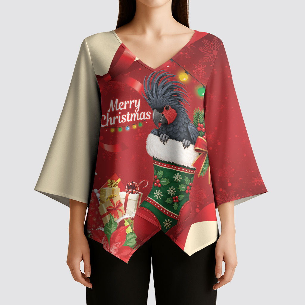 Palm Cockatoo Christmas Australia Kimono Sleeve Blouse Aussie Xmas Sock Coquette Bow