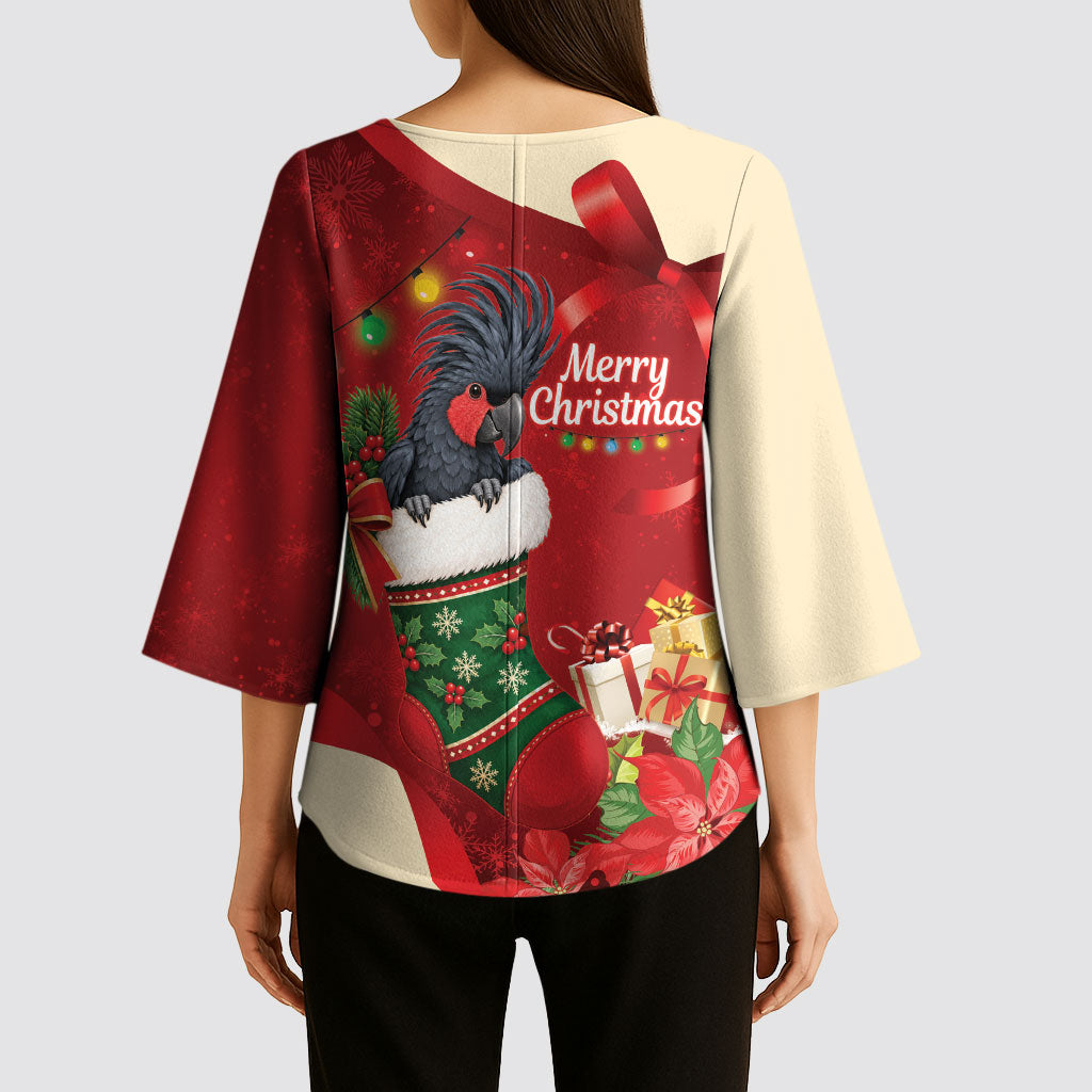 Palm Cockatoo Christmas Australia Kimono Sleeve Blouse Aussie Xmas Sock Coquette Bow