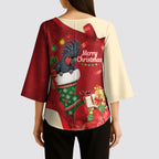 Palm Cockatoo Christmas Australia Kimono Sleeve Blouse Aussie Xmas Sock Coquette Bow