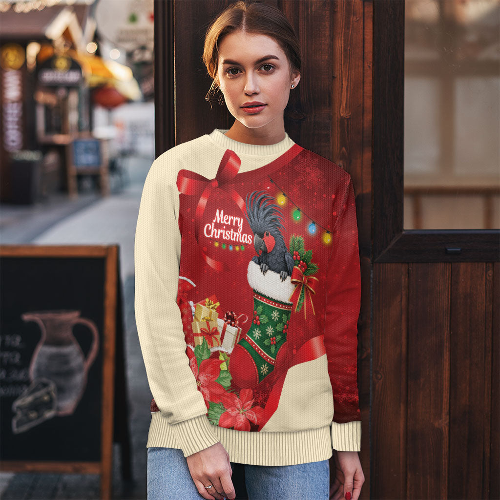 Palm Cockatoo Christmas Australia Ugly Christmas Sweater Aussie Xmas Sock Coquette Bow