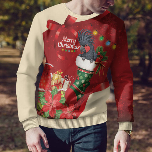 Palm Cockatoo Christmas Australia Ugly Christmas Sweater Aussie Xmas Sock Coquette Bow