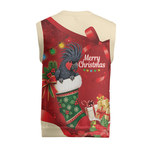 Palm Cockatoo Christmas Australia Christmas Knitted V-Neck Vest Aussie Xmas Sock Coquette Bow