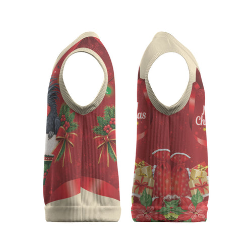 Palm Cockatoo Christmas Australia Christmas Knitted V-Neck Vest Aussie Xmas Sock Coquette Bow