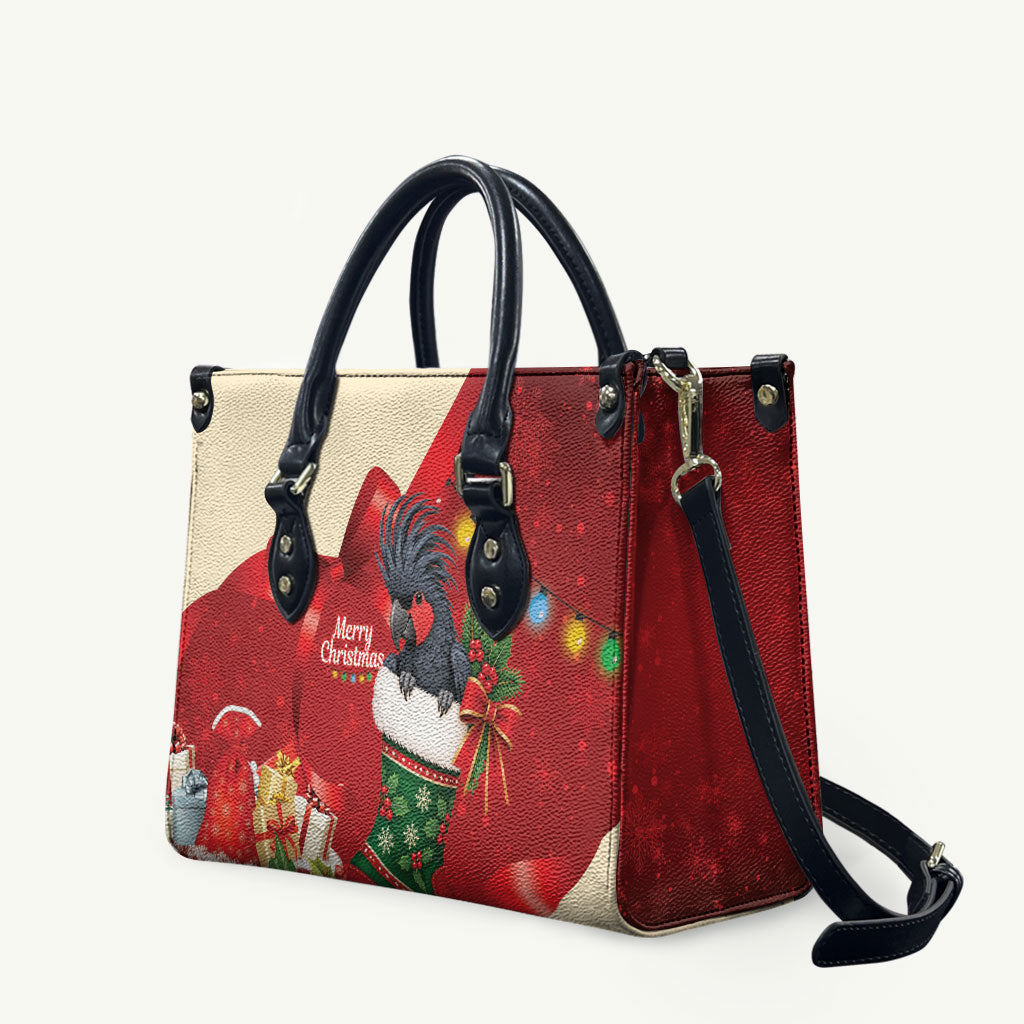 Palm Cockatoo Christmas Australia Leather Bag Aussie Xmas Sock Coquette Bow