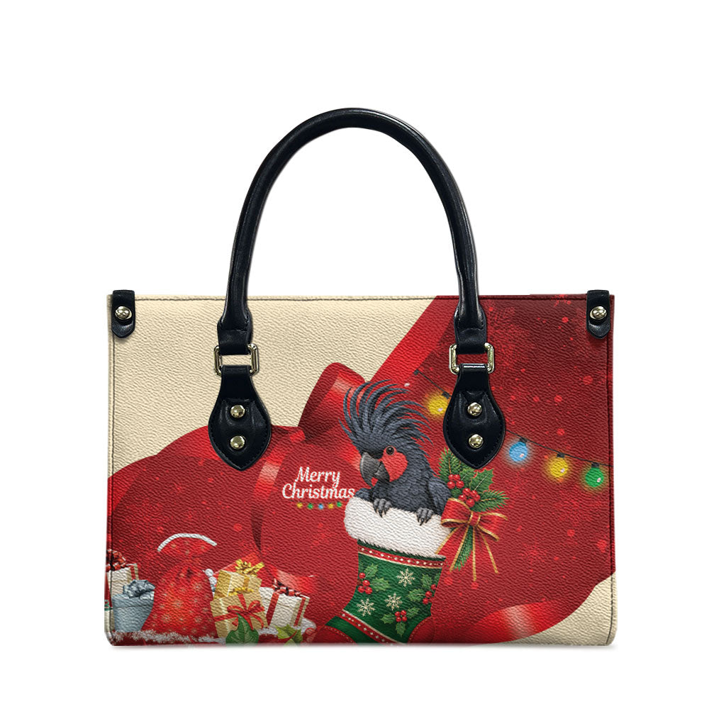 Palm Cockatoo Christmas Australia Leather Bag Aussie Xmas Sock Coquette Bow