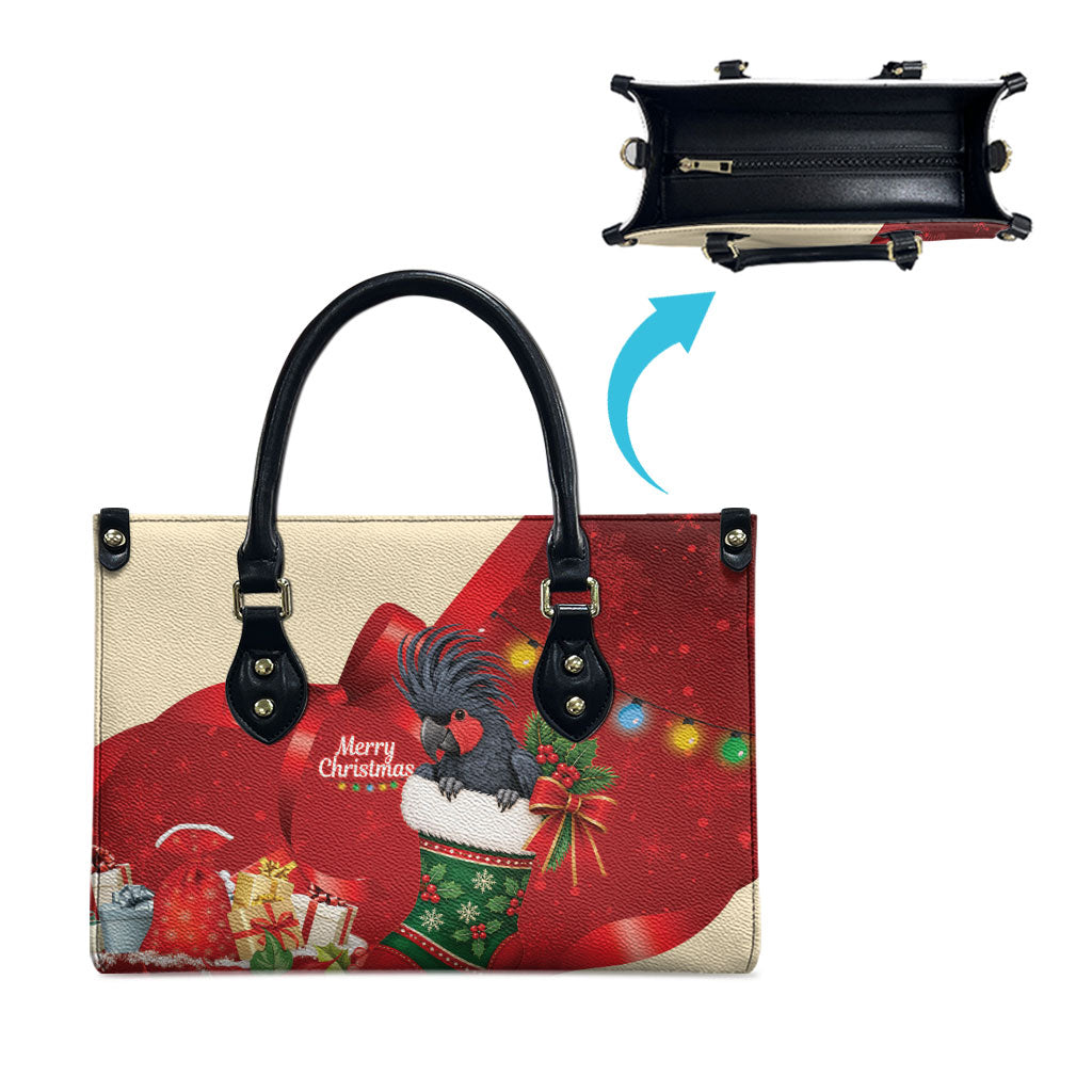 Palm Cockatoo Christmas Australia Leather Bag Aussie Xmas Sock Coquette Bow