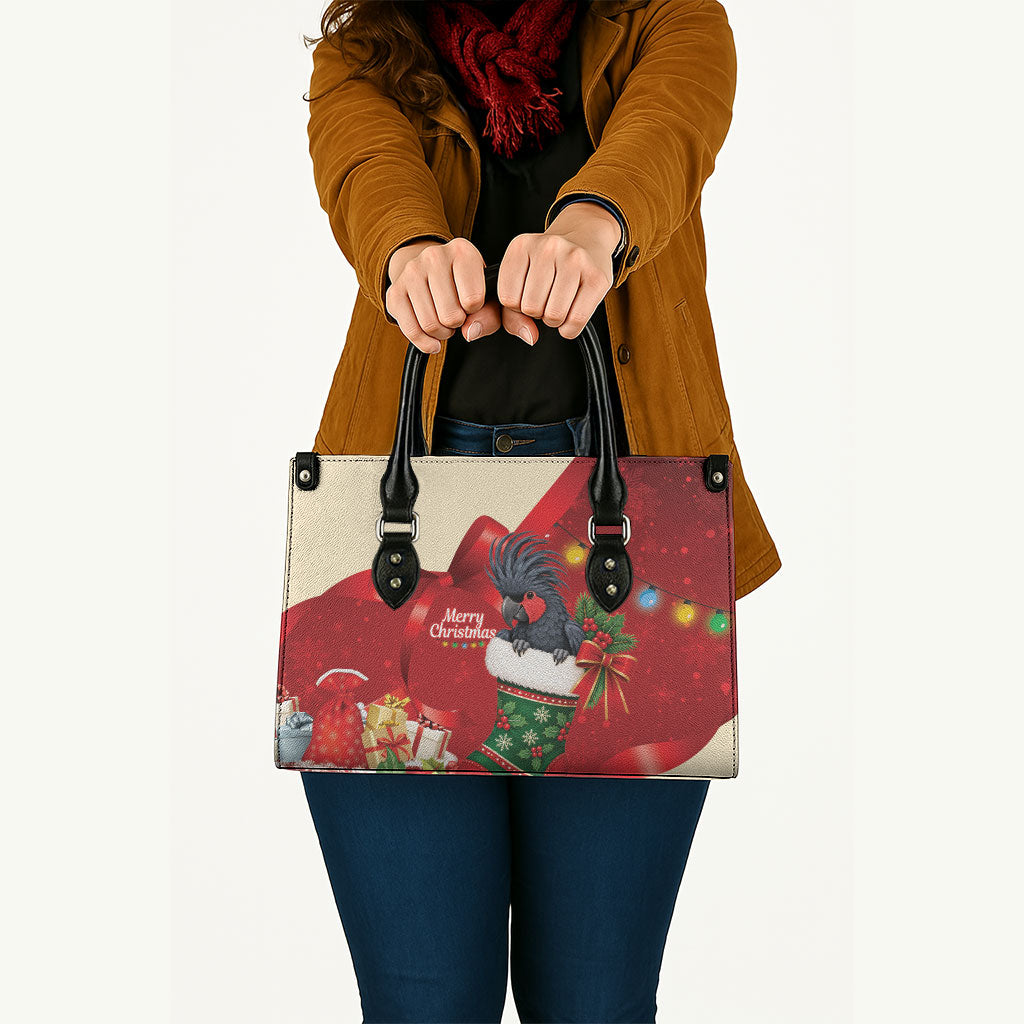 Palm Cockatoo Christmas Australia Leather Bag Aussie Xmas Sock Coquette Bow