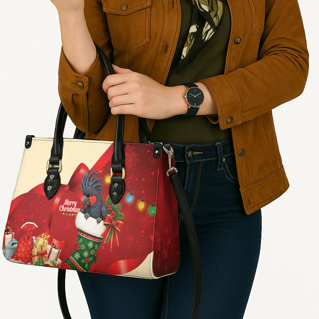 Palm Cockatoo Christmas Australia Leather Bag Aussie Xmas Sock Coquette Bow