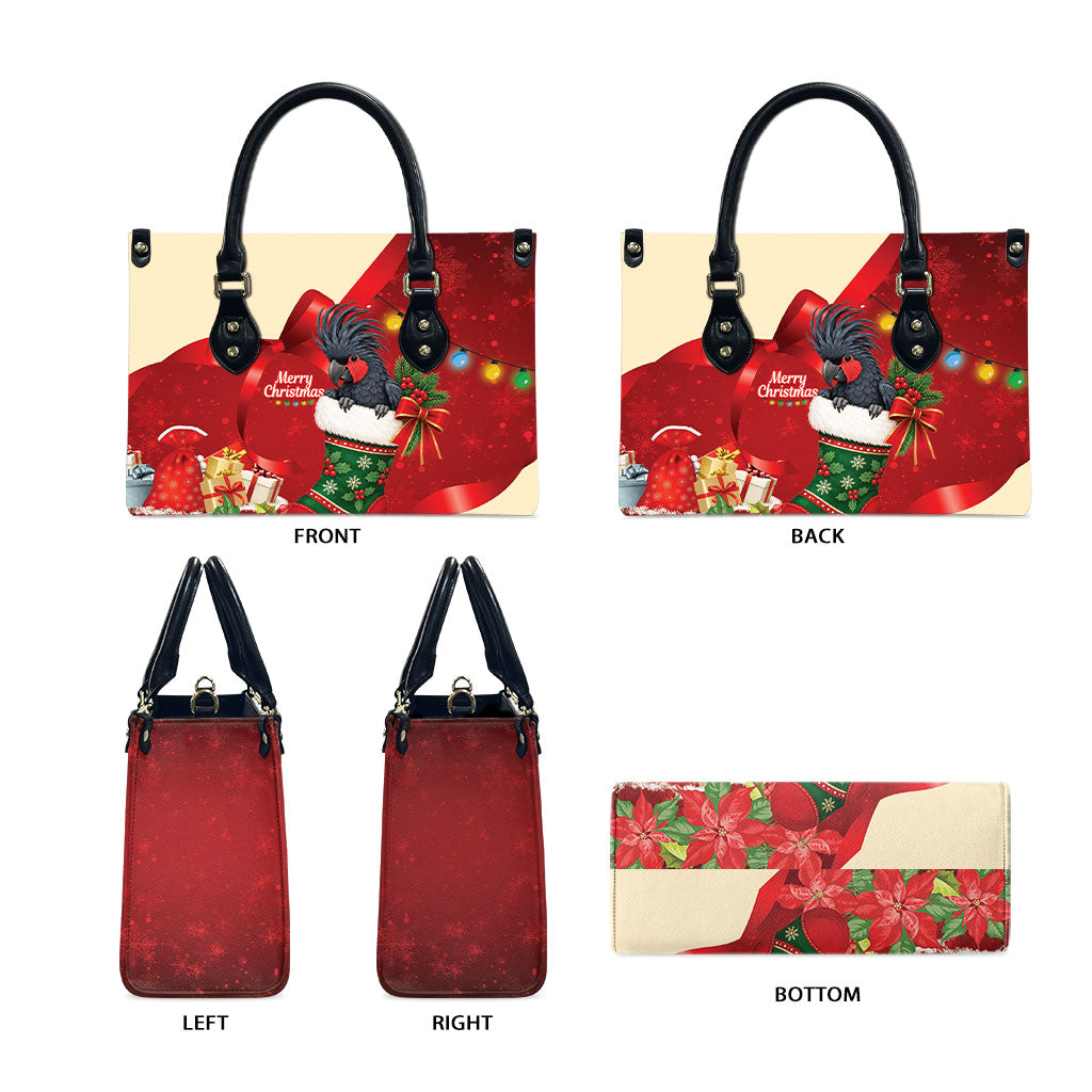 Palm Cockatoo Christmas Australia Leather Bag Aussie Xmas Sock Coquette Bow