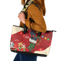 Palm Cockatoo Christmas Australia Leather Tote Bag Aussie Xmas Sock Coquette Bow