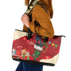 Palm Cockatoo Christmas Australia Leather Tote Bag Aussie Xmas Sock Coquette Bow