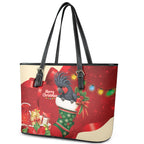 Palm Cockatoo Christmas Australia Leather Tote Bag Aussie Xmas Sock Coquette Bow