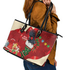 Palm Cockatoo Christmas Australia Leather Tote Bag Aussie Xmas Sock Coquette Bow
