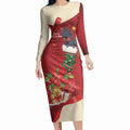 Palm Cockatoo Christmas Australia Long Sleeve Bodycon Dress Aussie Xmas Sock Coquette Bow