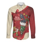 Palm Cockatoo Christmas Australia Long Sleeve Button Shirt Aussie Xmas Sock Coquette Bow