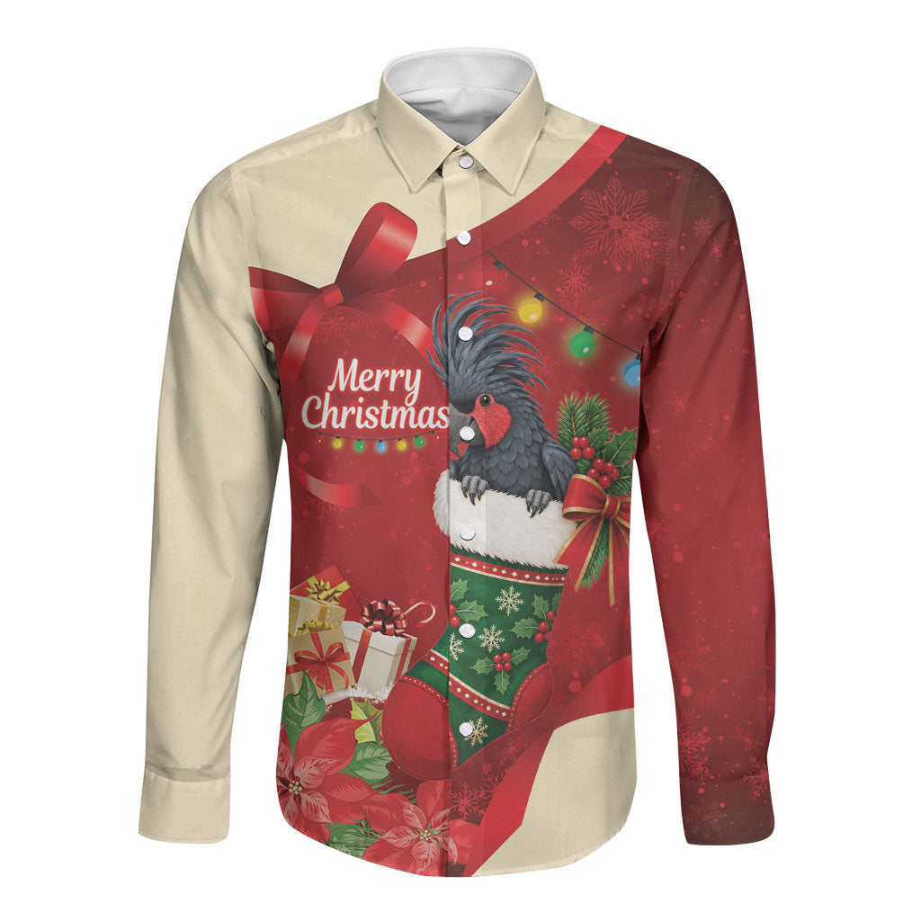 Palm Cockatoo Christmas Australia Long Sleeve Button Shirt Aussie Xmas Sock Coquette Bow